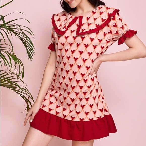 New Pink Collar Nightgown with Red Heart - Picture 4 of 6